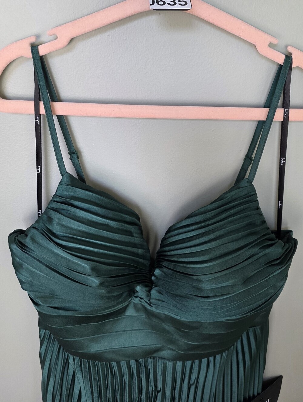 Lulus Fabulous Perfection Emerald Green Satin Pleated Midi Dress - Small - NWT! - Picture 4 of 11